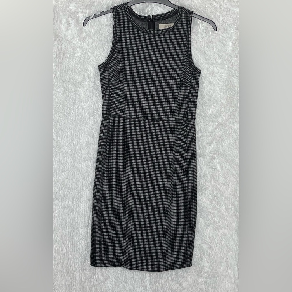 Loft | Black and gray sleeveless midi dress